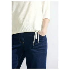 Cecil Damen 3/4 Arm Shirt Structure Mix Vanilla White -Wellensteyn Shop cecil structure mix shirt beige 13474 model detail