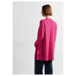 Cecil Damen Long Strickjacke Cosy Cardigan Coral Melange -Wellensteyn Shop cecil sweatjacke cosy coral melange 15271 hinten