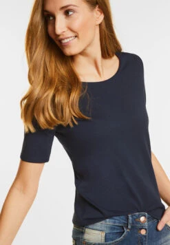 Cecil Lena T-Shirt Deep Blue -Wellensteyn Shop cecil tshirt lena deepblue 10128 vorne