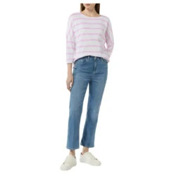 Comma Damen 3/4 Arm Shirt Lilac Pink Stripes -Wellensteyn Shop comma 3 4 arm shirt rosa 44g5 model