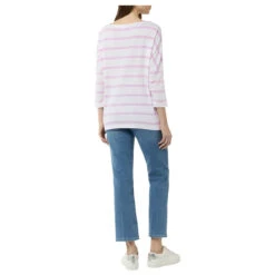 Comma Damen 3/4 Arm Shirt Lilac Pink Stripes -Wellensteyn Shop comma 3 4 arm shirt rosa 44g5 model hinten