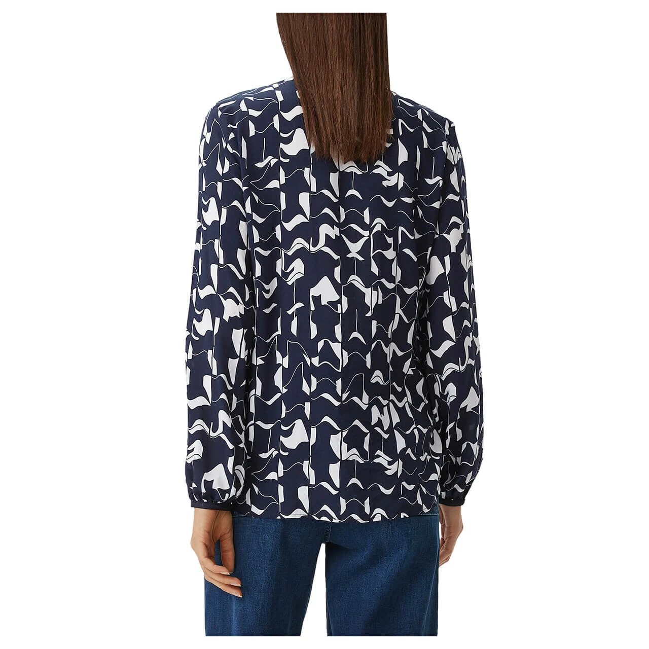 Comma Damen Langarm Bluse Dark Blue Print 5 Comma Damen Langarm Bluse Dark Blue Print – Bild 3