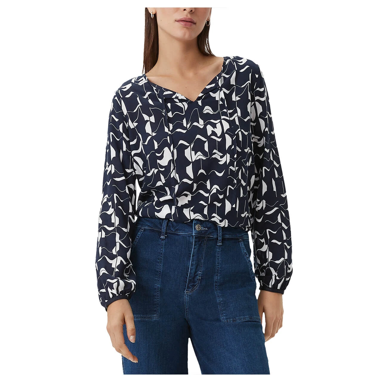 Comma Damen Langarm Bluse Dark Blue Print 4 Comma Damen Langarm Bluse Dark Blue Print – Bild 2