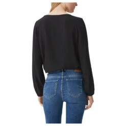 Comma Damen Langarm Bluse Black -Wellensteyn Shop comma bluse schwarz 9999 hinten