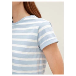 Comma Damen T-Shirt Light Blue Stripes -Wellensteyn Shop comma shirt striped light blue 50g5 detail1