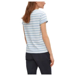 Comma Damen T-Shirt Light Blue Stripes -Wellensteyn Shop comma shirt striped light blue 50g5 hinten