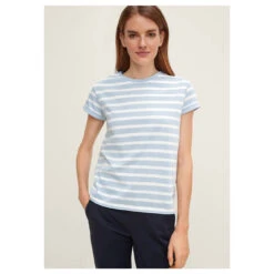 Comma Damen T-Shirt Light Blue Stripes -Wellensteyn Shop comma shirt striped light blue 50g5 vorn1