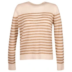 Comma Damen Pullover Light Creme Brown Stripes