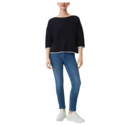 Comma Damen 3/4 Arm Pullover Midnightblue -Wellensteyn Shop comma strickpullover blau 5996 ansicht model