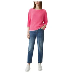 Comma Damen 3/4 Arm Pullover Raspberry Pink -Wellensteyn Shop comma strickpullover rosa 4425 model