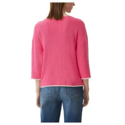 Comma Damen 3/4 Arm Pullover Raspberry Pink -Wellensteyn Shop comma strickpullover rosa 4425 model hinten
