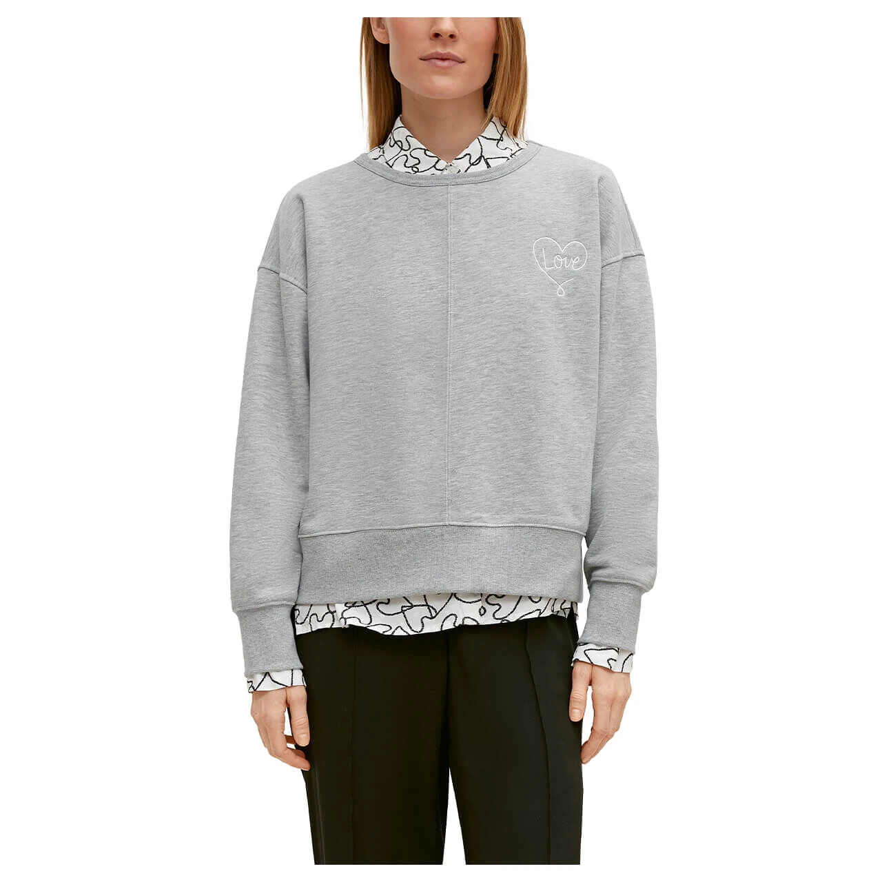 Comma Damen Sweatshirt Grey Black Placed 4 Comma Damen Sweatshirt Grey Black Placed – Bild 2