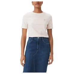 Comma Damen T-Shirt Cream Stripes -Wellensteyn Shop comma t shirt beige 80g0 model