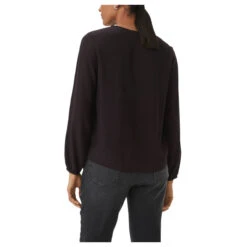 Comma Damen Langarm Bluse Soft Black -Wellensteyn Shop comma t shirt schwarz 9999 model hinten