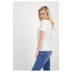 Monari Damen T-Shirt White Arizona Air -Wellensteyn Shop monari arizona t shirt weiss bedruckt blau beige 100 ansicht model seitlich