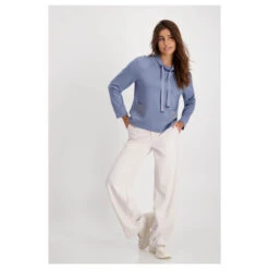 Monari Damen Sweatshirt Smoky Blue Glitter -Wellensteyn Shop monari city nights sweatshirt blau 618 model front