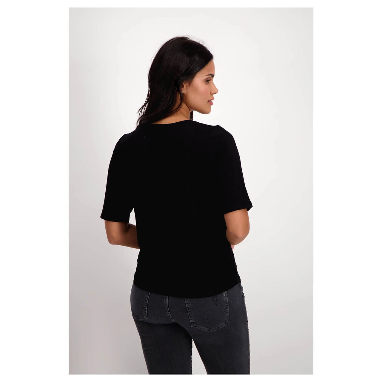 Monari Damen T-Shirt Black Glitter Blue Print 6 Monari Damen T-Shirt Black Glitter Blue Print – Bild 4