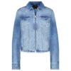Monari Damen Jeansjacke Bleached Blue Fringe
