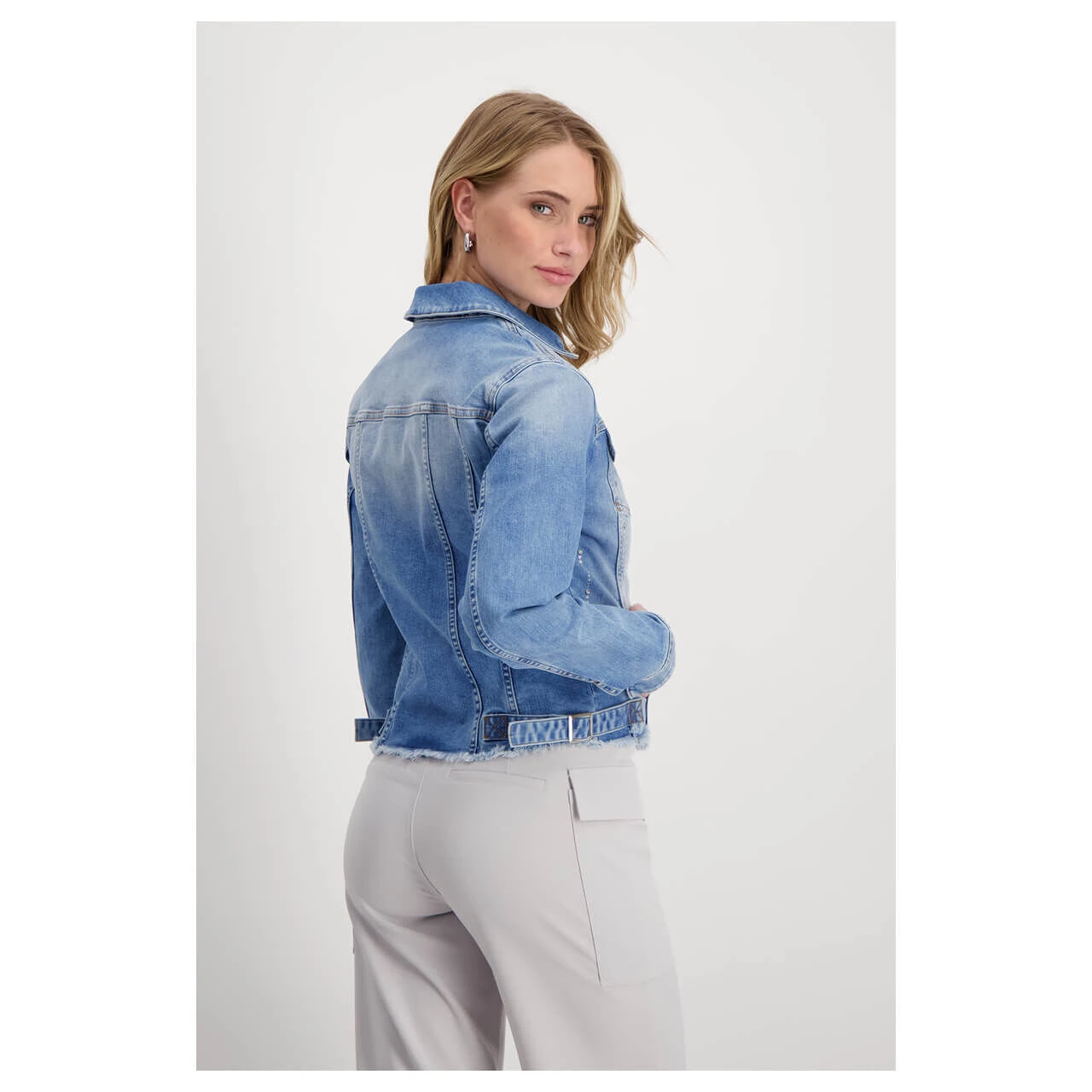 Monari Damen Jeansjacke Bleached Blue Fringe 6 Monari Damen Jeansjacke Bleached Blue Fringe – Bild 4