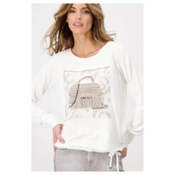 Monari Damen Langarm Shirt Off White Shine -Wellensteyn Shop monari langarmshirt weiss 102 model detail