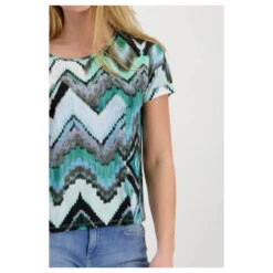 Monari Damen T-Shirt Fresh Mint Print -Wellensteyn Shop monari shirt blau gruen 614 detail model vorn