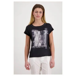 Monari Damen T-Shirt Black Sporty Elegance -Wellensteyn Shop monari shirt sporty elegance 999 ansicht model vorn