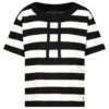 Monari Damen Kurzarm Sweatshirt Black White Stripes