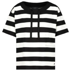 Monari Damen Kurzarm Sweatshirt Black White Stripes
