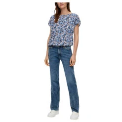 S.Oliver Damen T-Shirt Navy Flower Print -Wellensteyn Shop s oliver bluse blau 59a4 model