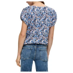 S.Oliver Damen T-Shirt Navy Flower Print -Wellensteyn Shop s oliver bluse blau 59a4 model hinten