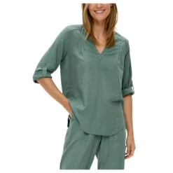 S.Oliver Damen 3/4 Arm Bluse Ocean Green -Wellensteyn Shop s oliver bluse gruen 6575 model vorne