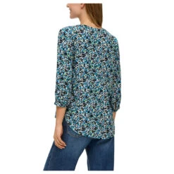 S.Oliver Damen 3/4 Arm Bluse Black Multicolor -Wellensteyn Shop s oliver bluse gruen 99a0 model hinten