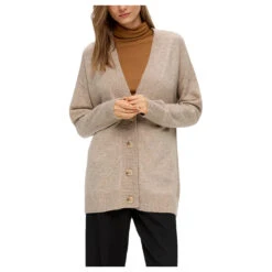 S.Oliver Damen Strickjacke Sand Brown -Wellensteyn Shop s oliver cardigan braun 82w2 model vorne