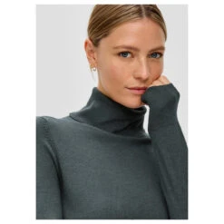 S.Oliver Damen Rollkragen Pullover Basic Green -Wellensteyn Shop s oliver pullover gruen 7909 model detail