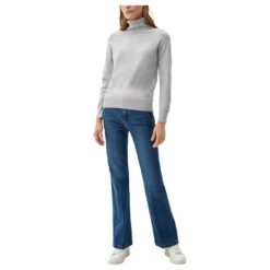 S.Oliver Damen Rollkragen Pullover Basic Grey Melange -Wellensteyn Shop s oliver rollkragenpullover grau 9400 vorne