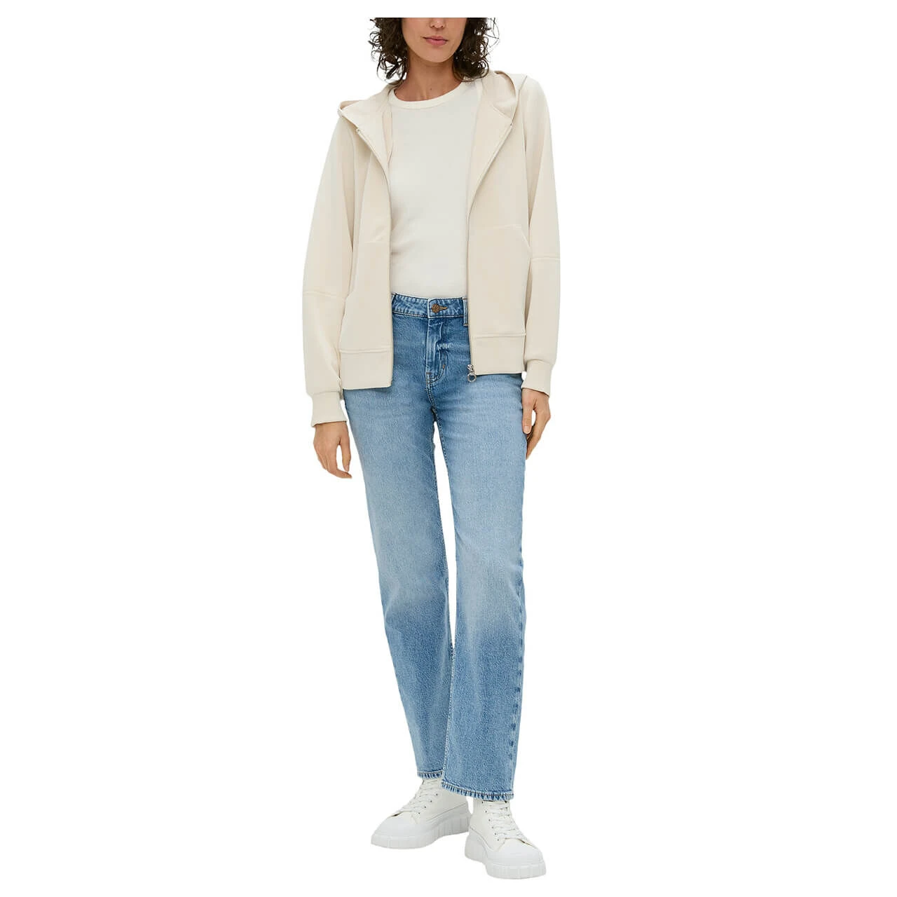 S.Oliver Damen Hoodie Sweatjacke Creme Beige 6 S.Oliver Damen Hoodie Sweatjacke Creme Beige – Bild 4