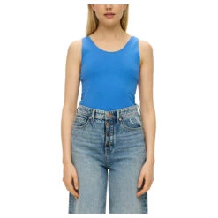S.Oliver Damen Top Blue -Wellensteyn Shop s oliver top blau 5531 model vorne