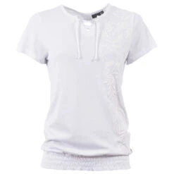 Soquesto Damen T-Shirt Shiny White Leaf