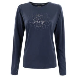 Soquesto Damen Langarm Shirt Navy Silver Glam