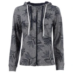 Soquesto Damen Hoodie Sweatjacke Navy Flowers