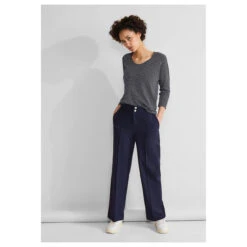 Street One Damen 3/4 Arm Shirt Two Color Cozy Deep Blue Melange -Wellensteyn Shop street one 2 color cosy shirt blau 21502 model