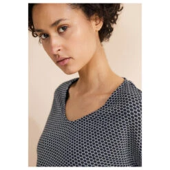 Street One Damen 3/4 Arm Shirt Two Color Cozy Deep Blue Melange -Wellensteyn Shop street one 2 color cosy shirt blau 21502 model detail