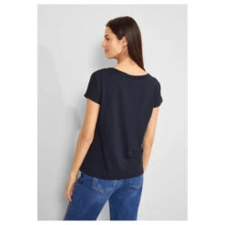Street One Damen T-Shirt Alive Partprint Deep Blue -Wellensteyn Shop street one alive partprint shirt blau 21238 model hinten