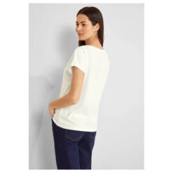 Street One Damen T-Shirt Alive Partprint Off White -Wellensteyn Shop street one alive partprint shirt weiss 20108 model hinten