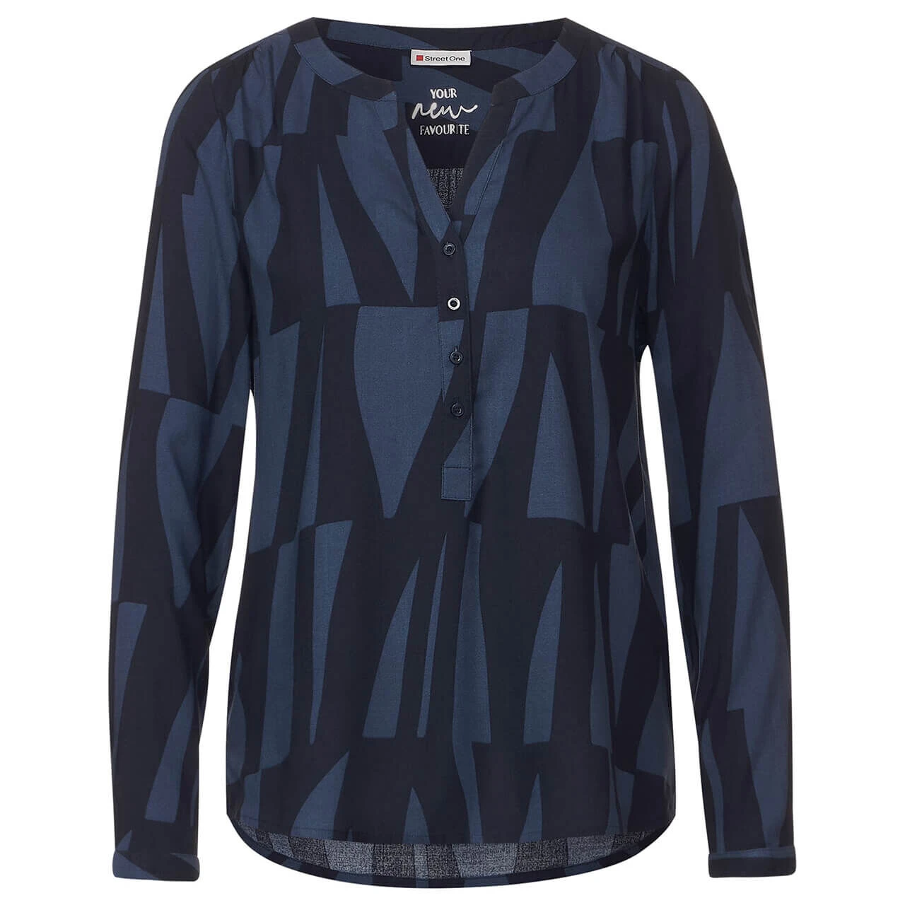 Street One Bamika Damen Langarm Bluse Deep Blue Printed Graphic Print 3 Street One Bamika Damen Langarm Bluse Deep Blue Printed Graphic Print