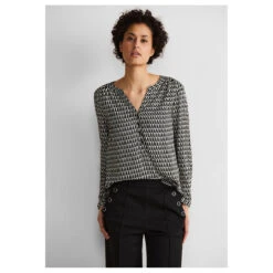 Street One Damen Langarm Bluse Bamika Black White Printed -Wellensteyn Shop street one bamika print schwarz 20001 model