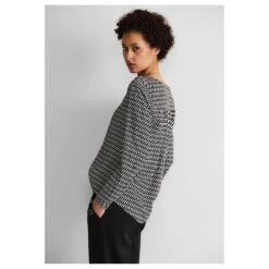 Street One Damen Langarm Bluse Bamika Black White Printed -Wellensteyn Shop street one bamika print schwarz 20001 model seite