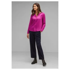 Street One Damen Langarm Bluse Bamika Bright Cozy Pink -Wellensteyn Shop street one bamika solid rosa 15463 model