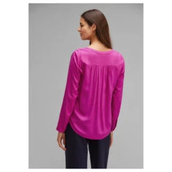 Street One Damen Langarm Bluse Bamika Bright Cozy Pink -Wellensteyn Shop street one bamika solid rosa 15463 model hinten