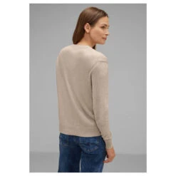 Street One Damen Strickjacke Basic Button Cardigan Sand Melange 10 Street One Damen Strickjacke Basic Button Cardigan Sand Melange -Wellensteyn Shop street one basic button cardigan beige 15379 model hinten